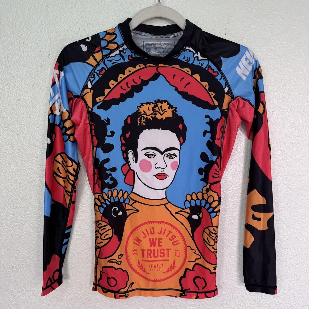 Newaza Apparel Shirt Womens XS Frida Kahlo Jiu Jitsu Rashguard Top Colorful Art
